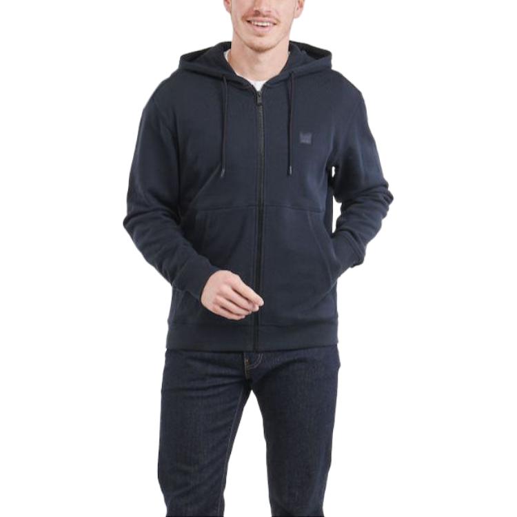 HUGO BOSS Solid Navy Blue Hooded Zip-Up Jacket for Men 50508578-404 圖 3