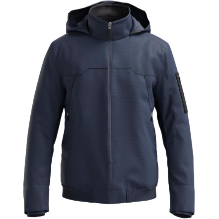 HUGO BOSS Solid Navy Blue Slim Fit Hooded Zip Jacket for Men 50497626-402