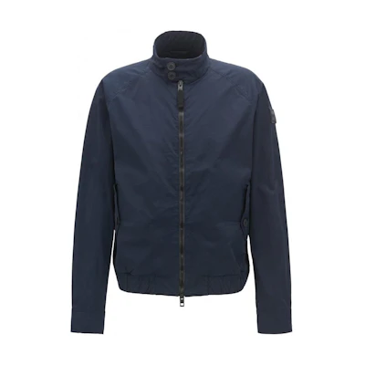 HUGO BOSS Solid Navy Blue Stand Collar Zip-Up Jacket 50389156-404