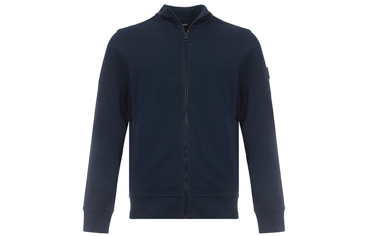 HUGO BOSS Solid Navy Blue Zip-Up Long-Sleeve Jacket 50426622-404