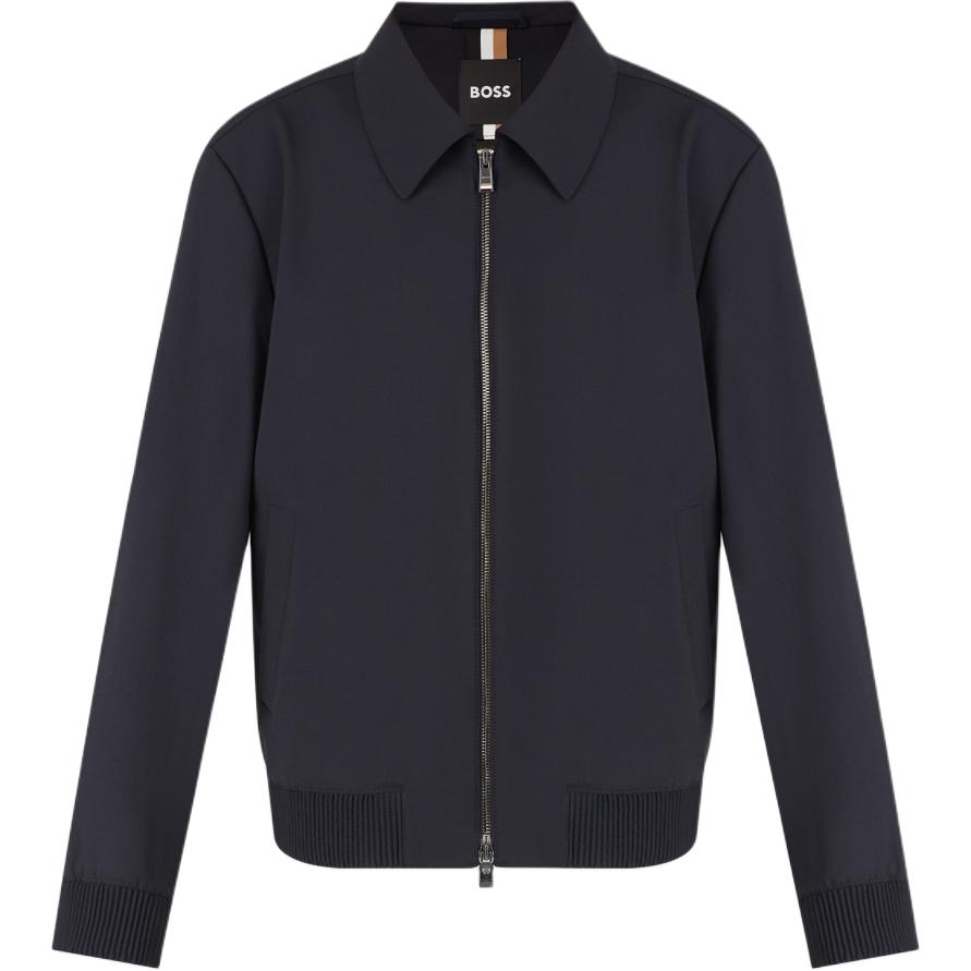 HUGO BOSS Solid Navy Blue Zip-Up Long Sleeve Jacket 50521746-404