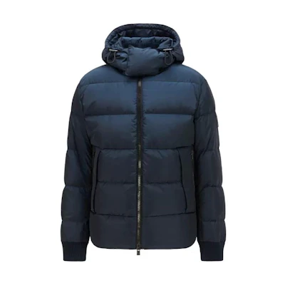HUGO BOSS Solid Navy Water-Resistant Hooded Jacket 50454576-404