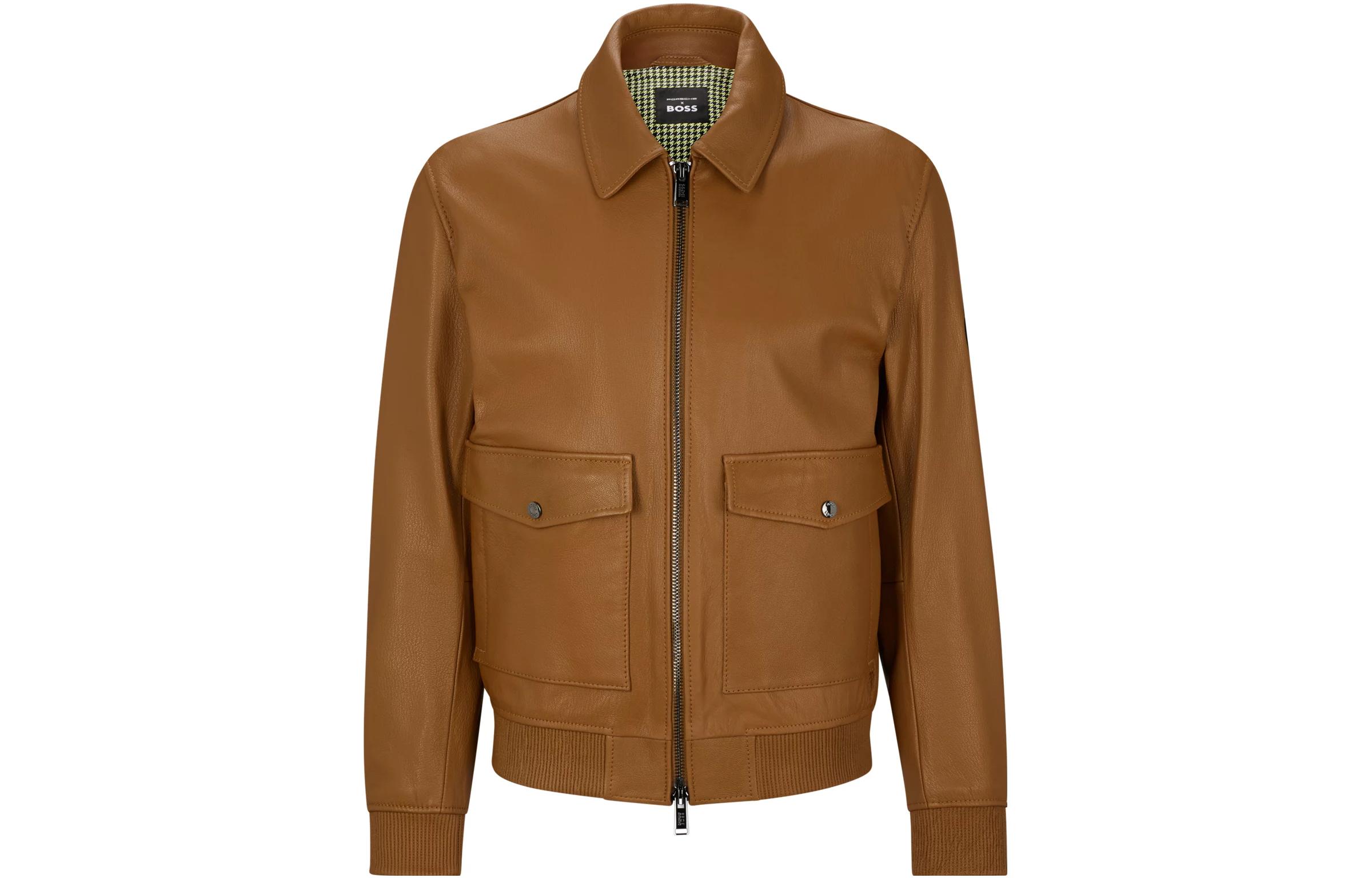 HUGO BOSS Solid Patch Zip-Up Jacket Brown Men 50499073-218