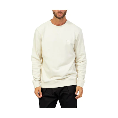 HUGO BOSS Solid Pullover Crewneck Long Sleeve Sweatshirt Off-White 50468443-277