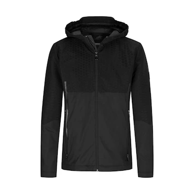 HUGO BOSS Solid Quilted Hooded Jacket with Printed Shoulders - Black JBergmann-50461080-001