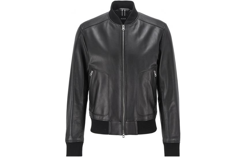 HUGO BOSS Solid Ribbed Knit Jacket Black 50448927-001