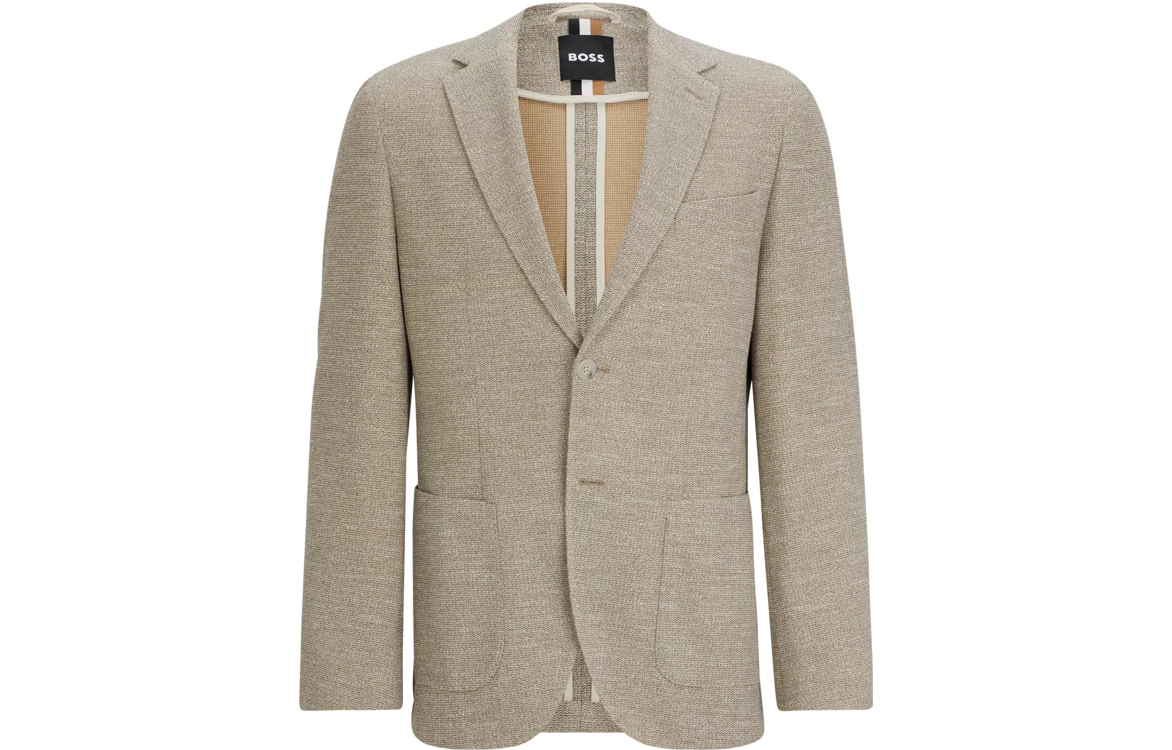 HUGO BOSS Solid Single-Breasted Blazer Jacket in Light Beige 50510546-271