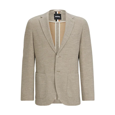 HUGO BOSS Solid Single-Breasted Blazer Jacket in Light Beige 50510546-271
