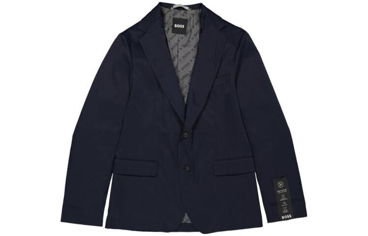 HUGO BOSS Solid Single-Breasted Long-Sleeve Jacket - Navy Blue 50482131-404