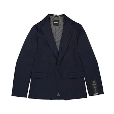HUGO BOSS Solid Single-Breasted Long-Sleeve Jacket - Navy Blue 50482131-404