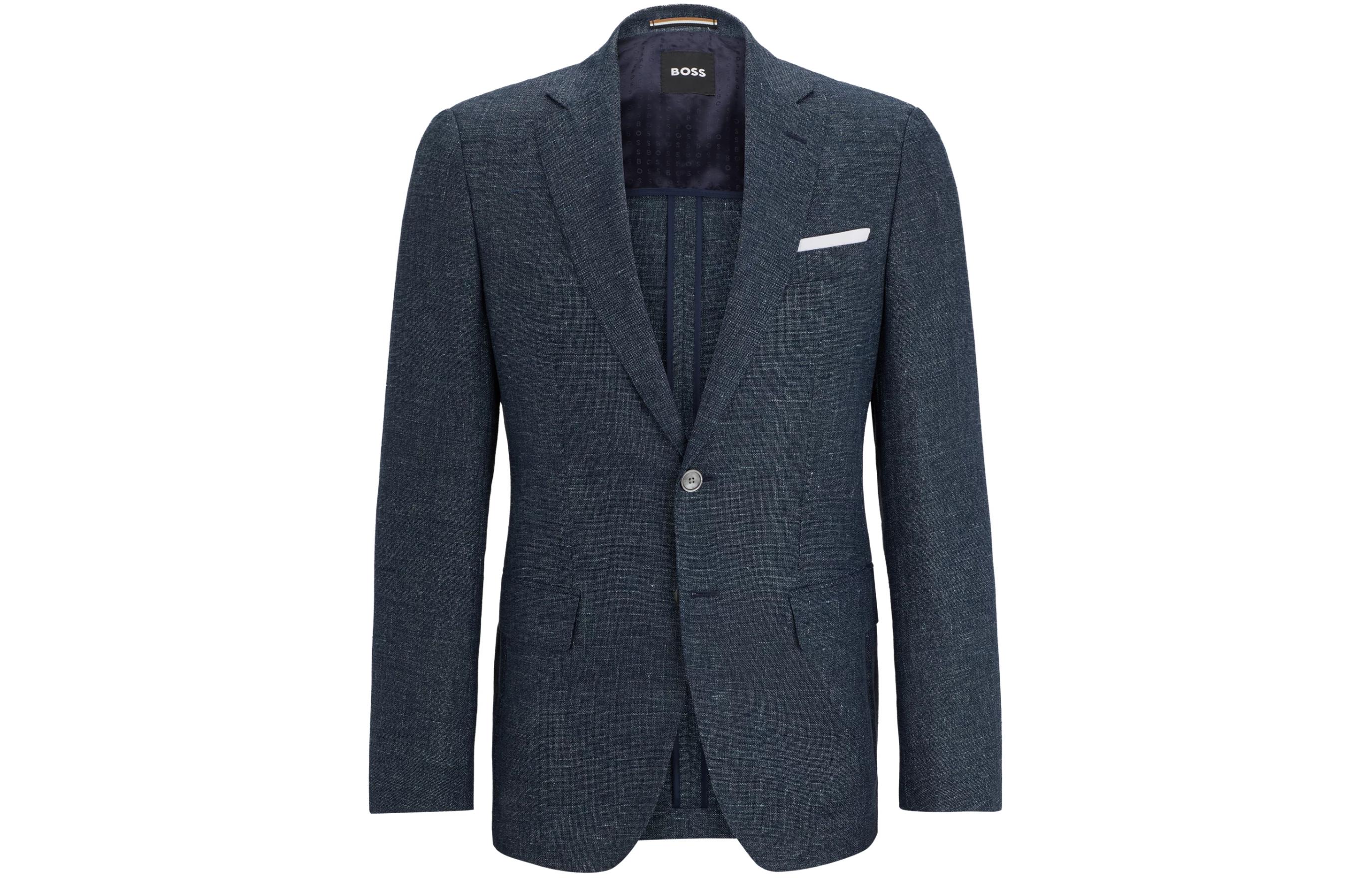 HUGO BOSS Solid Single-Breasted Long-Sleeve Jacket - Dark Blue 50514594-404