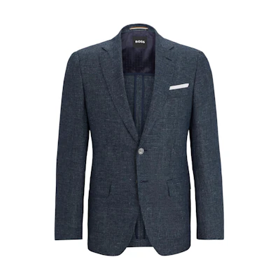 HUGO BOSS Solid Single-Breasted Long-Sleeve Jacket - Dark Blue 50514594-404