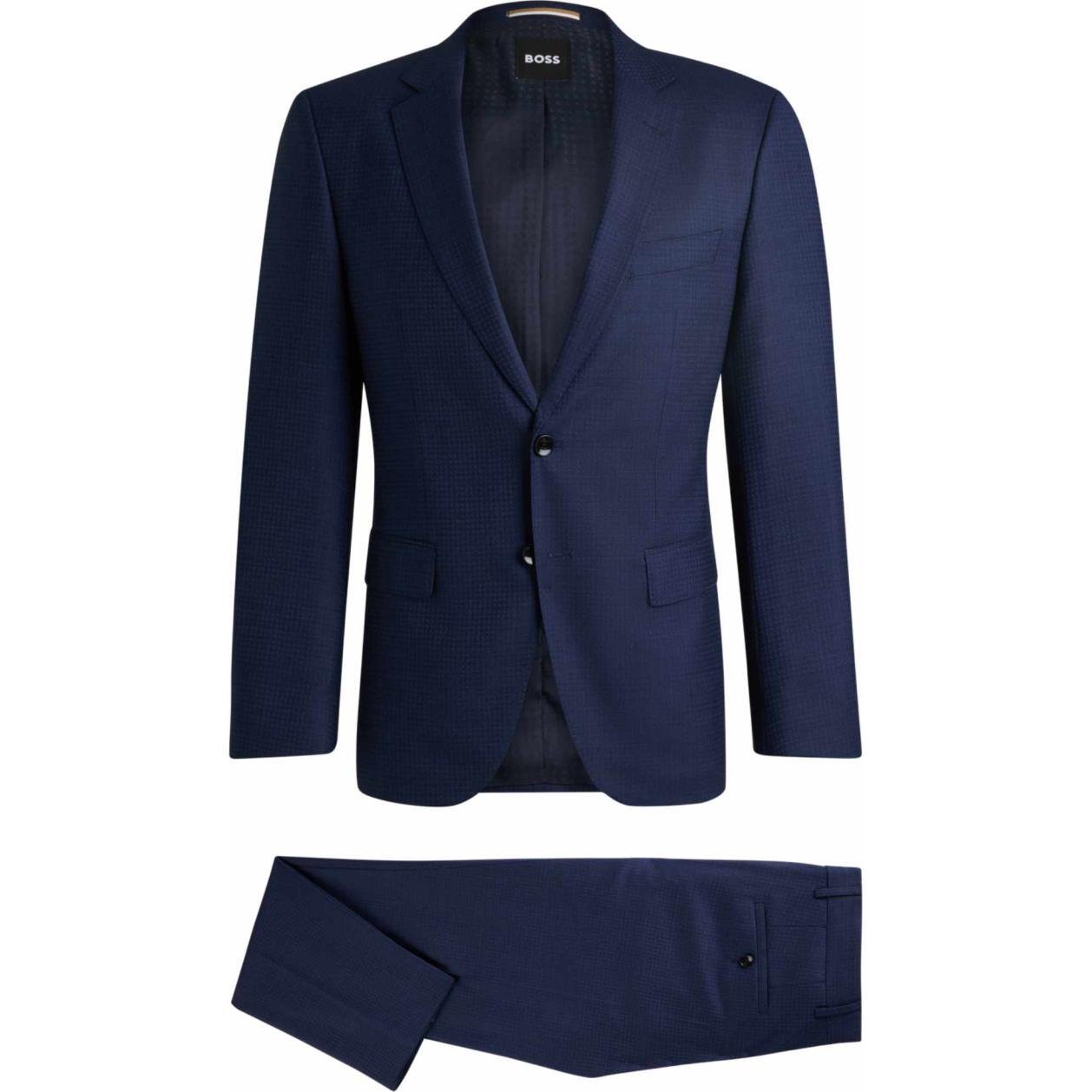 HUGO BOSS Solid Single-Breasted Long-Sleeve Suit for Men - Blue 50521673-404