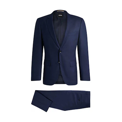 HUGO BOSS Solid Single-Breasted Long-Sleeve Suit for Men - Blue 50521673-404