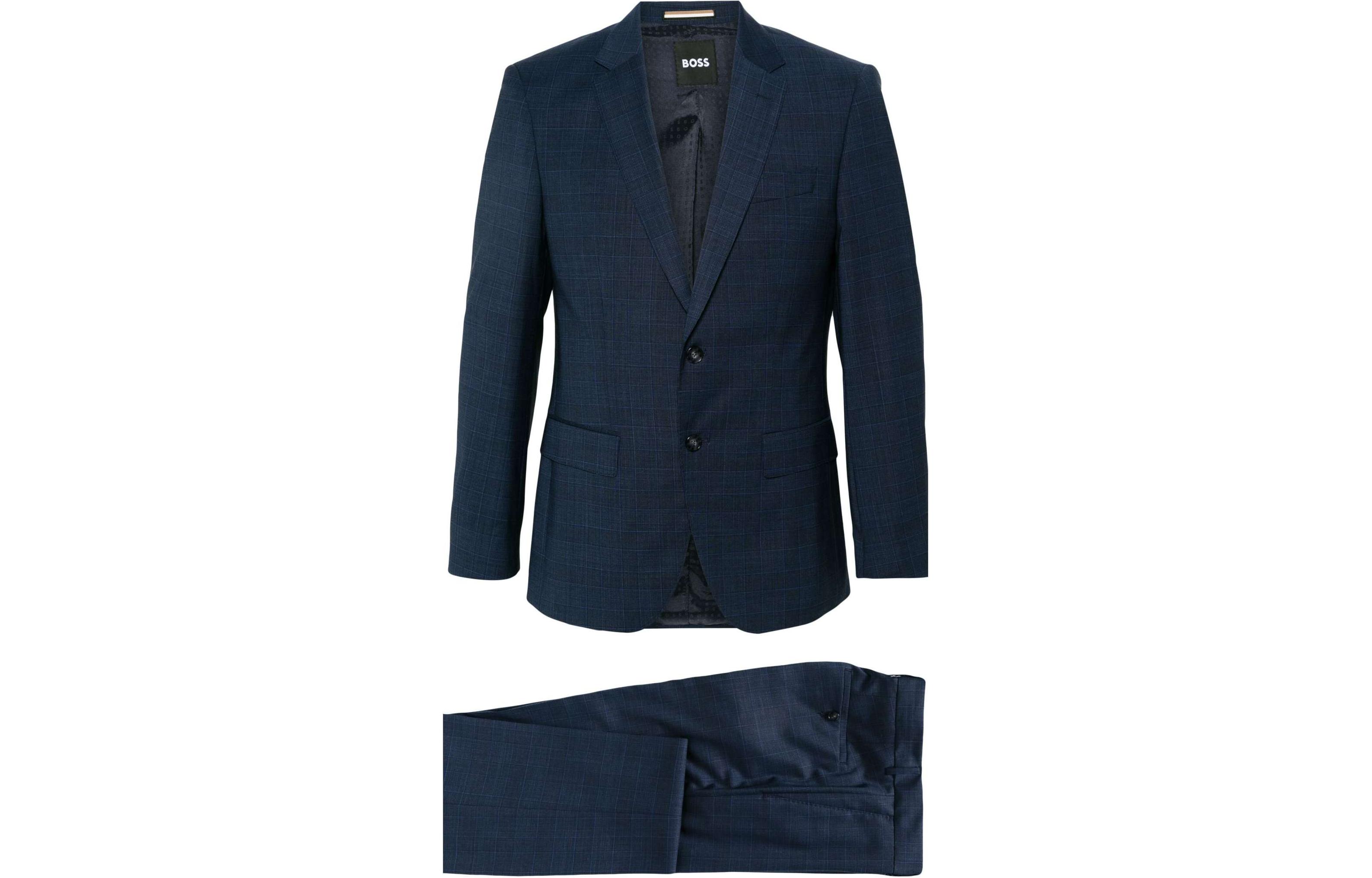 HUGO BOSS Solid Single-Breasted Long Sleeve Blazer Suit Men’s Blue 50509479-404