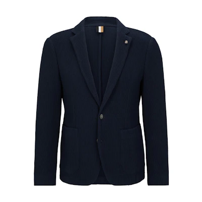 HUGO BOSS Solid Single-Breasted Suit Jacket - Navy Blue 50497270-404