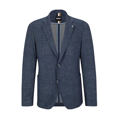HUGO BOSS Solid Slim-Fit Long-Sleeve Jacket Deep Navy Blue 50488482-404