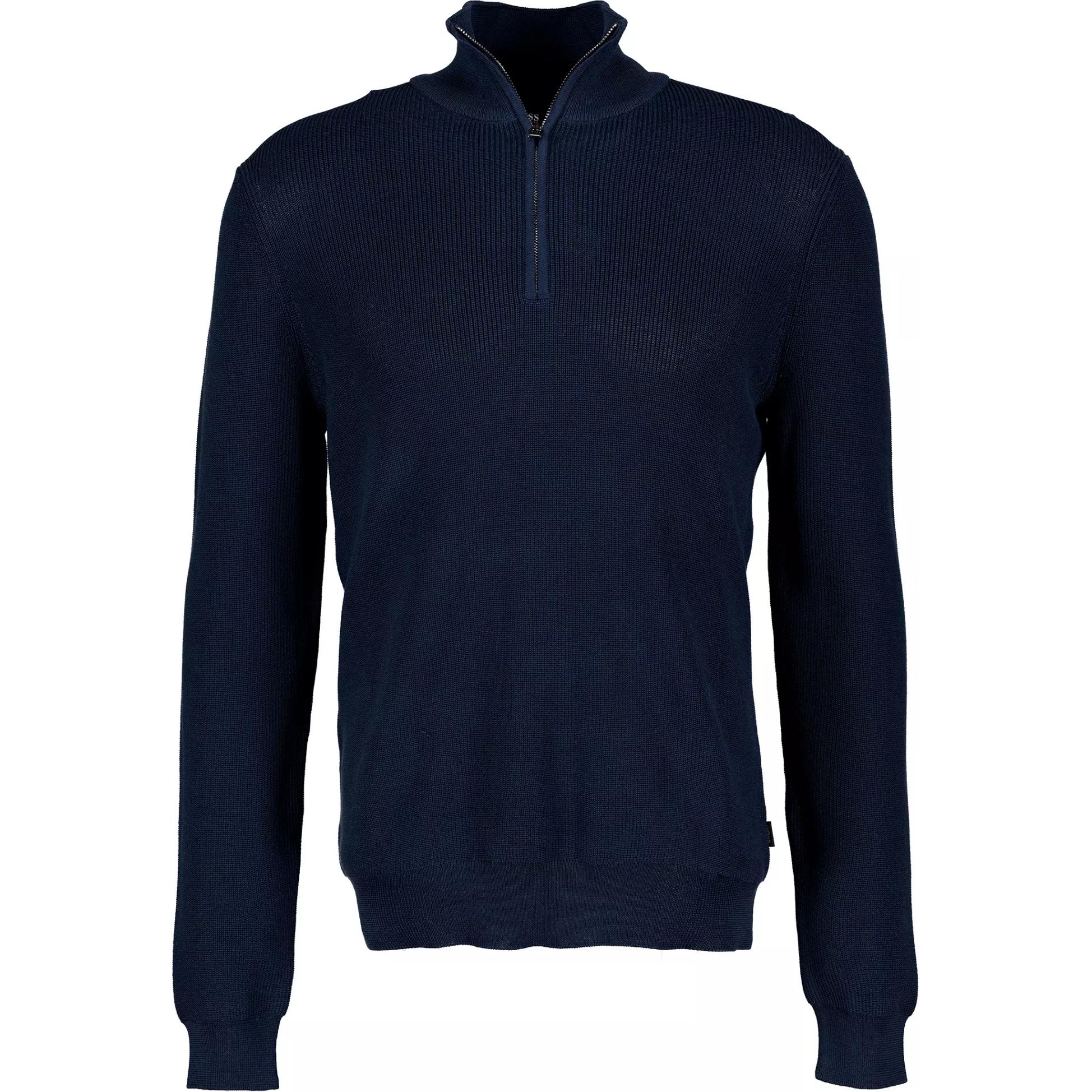 HUGO BOSS Solid Slim-Fit Stand Collar Sweatshirt Navy Blue 50430097-402