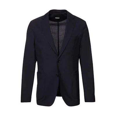 HUGO BOSS Solid Slim Fit Single-Breasted Long Sleeve Navy Jacket 50521547-402