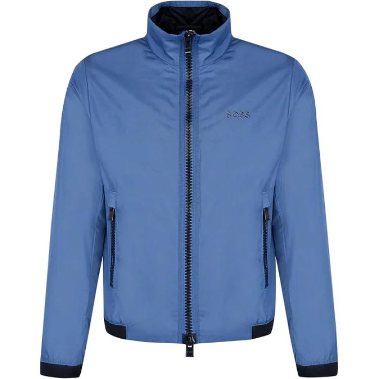 HUGO BOSS Solid Stand Collar Zip-Up Jacket Blue 50505162-479