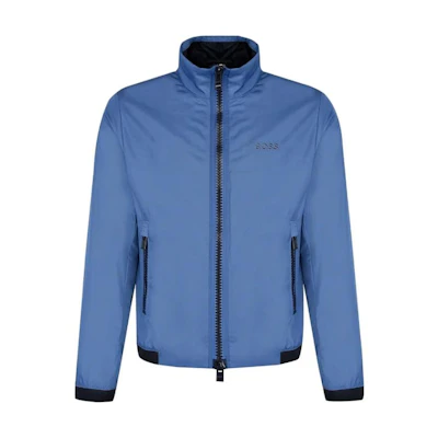 HUGO BOSS Solid Stand Collar Zip-Up Jacket Blue 50505162-479