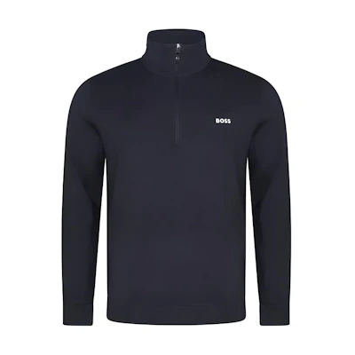 HUGO BOSS Solid Stand Collar Zip-Up Slim Fit Sweatshirt Navy Blue 50498560-402