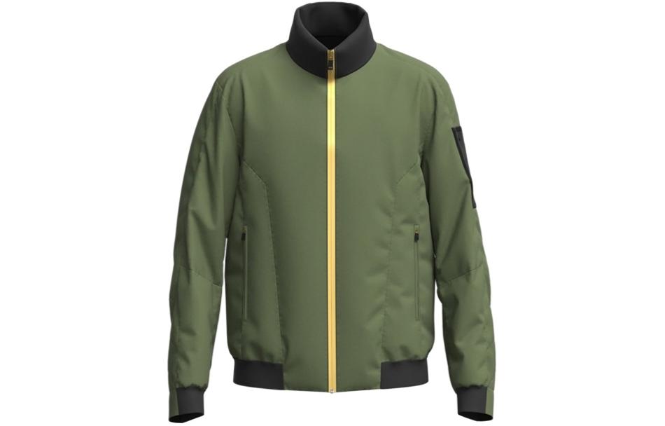 HUGO BOSS Solid Stand Collar Zip Logo Jacket Green Long Sleeve 50499481-379