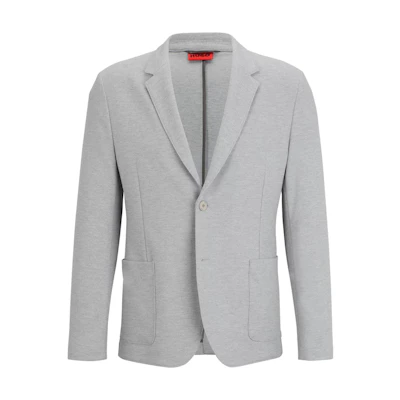HUGO BOSS Solid V-Neck Stretch Knit Jacket Light Gray 50495378-083