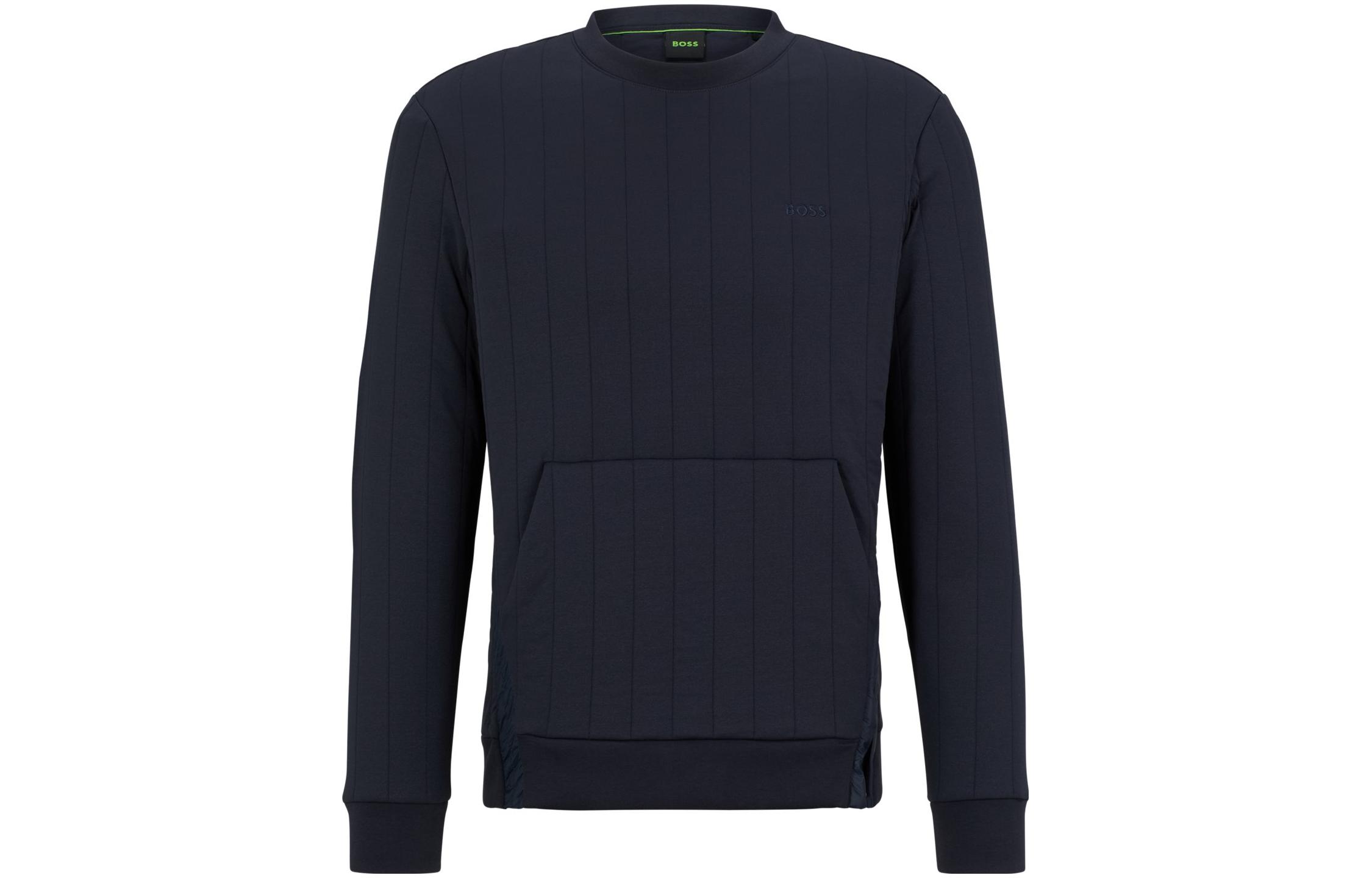 HUGO BOSS Solid Vertical Quilted Knit Sweatshirt - Deep Blue 50493460-402