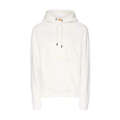 HUGO BOSS Solid White Hoodie Pullover with Drawstring and Long Sleeves 50501378-106