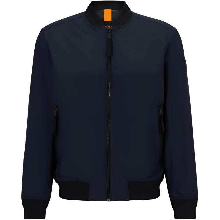 HUGO BOSS Solid Zip-Up Crew Neck Long Sleeve Jacket 50484511-404