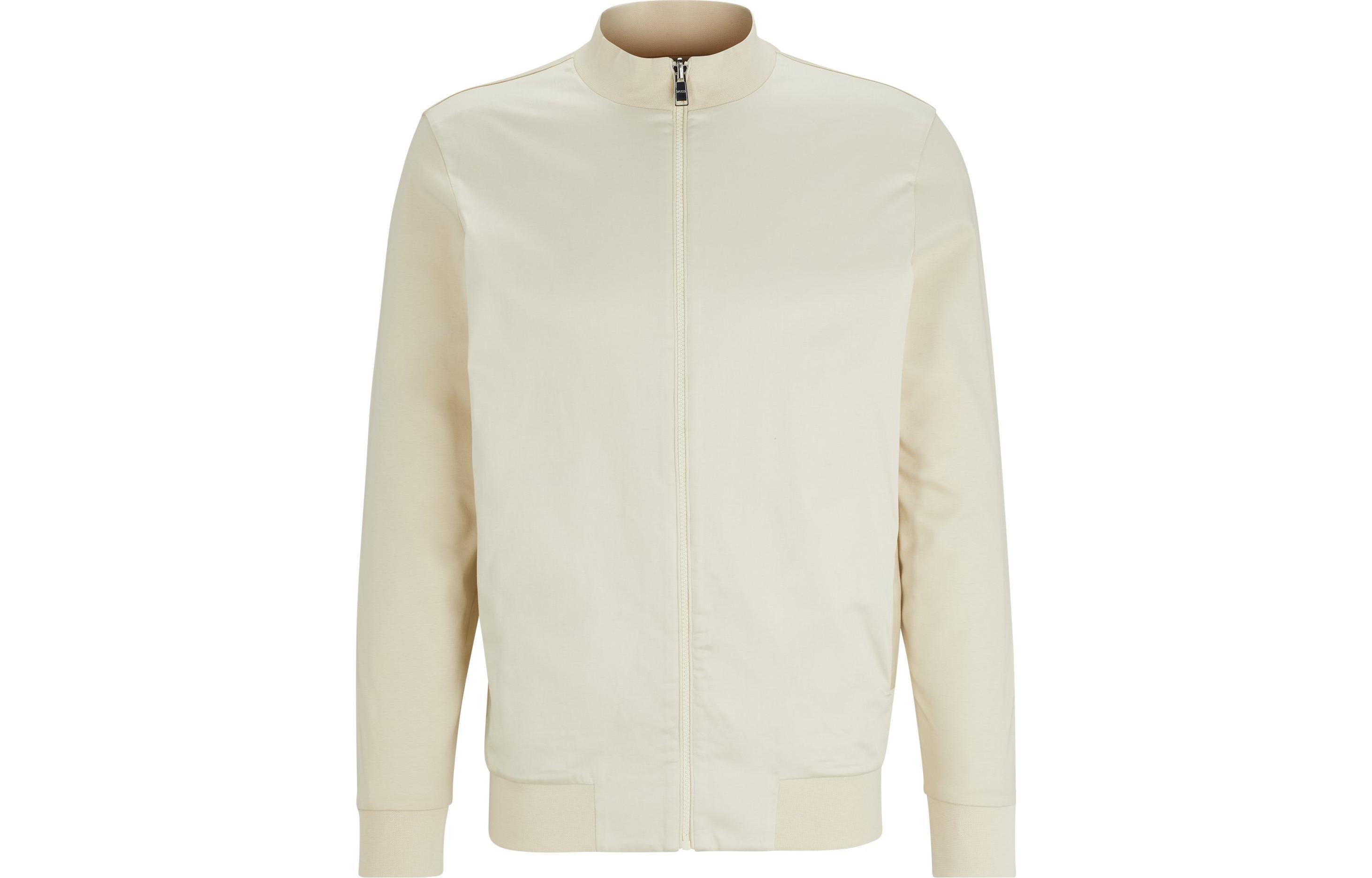 HUGO BOSS Solid Zip-Up High Collar Jacket Off-White 50509258-131