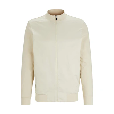 HUGO BOSS Solid Zip-Up High Collar Jacket Off-White 50509258-131
