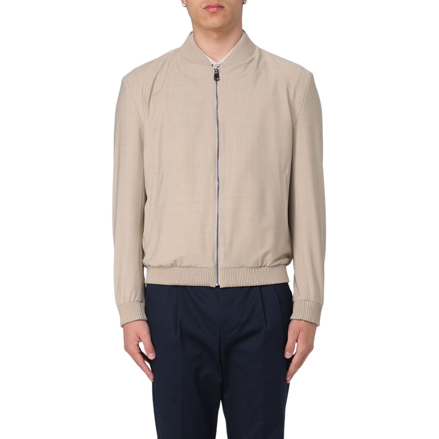 HUGO BOSS Solid Zip-Up Jacket in Light Brown 50509688-261