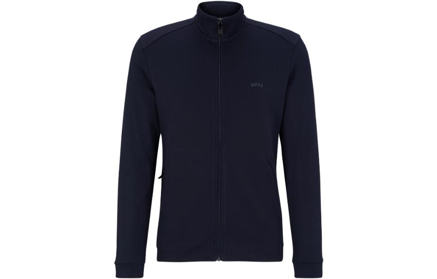 HUGO BOSS Solid Zip-Up Printed High-Neck Jacket Men’s Deep Blue 50469097