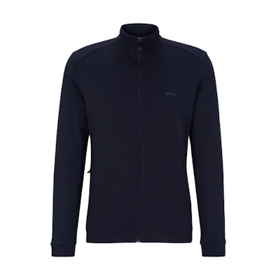HUGO BOSS Solid Zip-Up Printed High-Neck Jacket Men’s Deep Blue 50469097