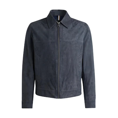 HUGO BOSS Solid Zip-Up Stand Collar Jacket Blue 50510178-412