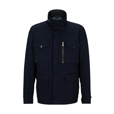 HUGO BOSS Solid Zip-Up Stand Collar Jacket Deep Blue 50496842-404