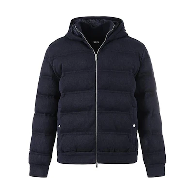 HUGO BOSS Solid Zipper Hoodie Jacket for Men in Navy Blue. 50500666-404