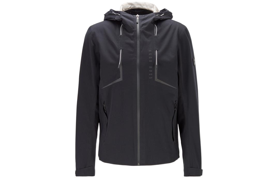 HUGO BOSS SS20  Waterproof Solid Black Hooded Jacket. 50420583-001