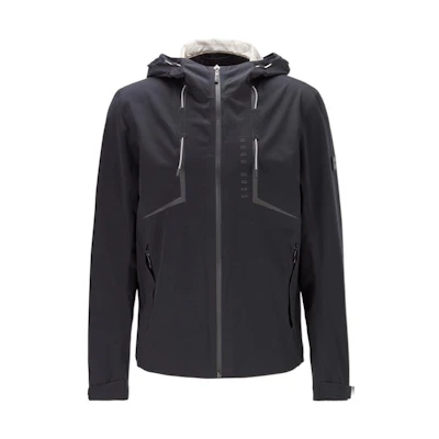 HUGO BOSS SS20 Waterproof Solid Black Hooded Jacket. 50420583-001