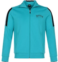 HUGO BOSS SS21 Light Blue Logo Zip Jacket Long Sleeve Sweatshirt 50430562-488 HUGO BOSS SS21 Light Blue Logo Zip Jacket Long Sleeve Sweatshirt 50430562-488