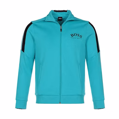 HUGO BOSS SS21 Light Blue Logo Zip Jacket Long Sleeve Sweatshirt 50430562-488