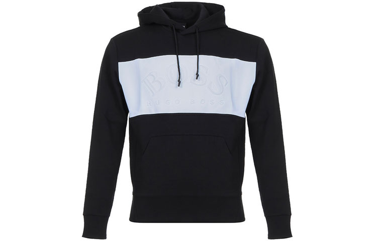 HUGO BOSS SS21 Black Cotton Hooded Long-Sleeve Sweatshirt 50410340-001