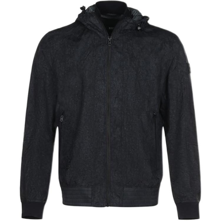 HUGO BOSS SS21 Black Hoodie Logo Jacket 50452318-001