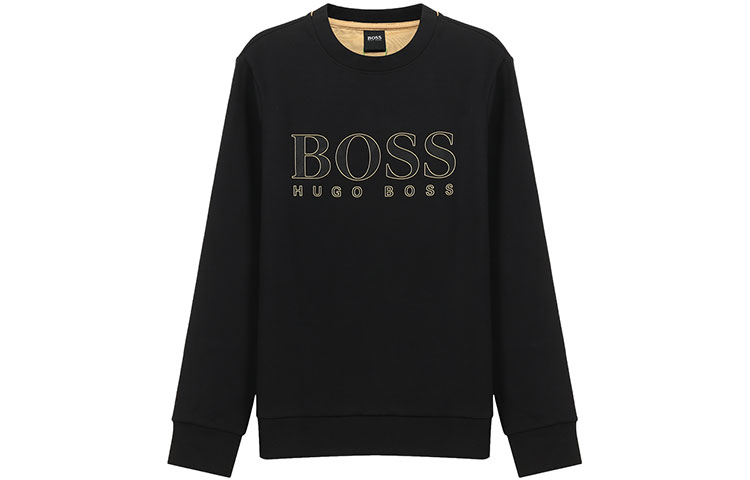 HUGO BOSS SS21 Black Logo Print Crewneck Long Sleeve Sweatshirt 50448186-001