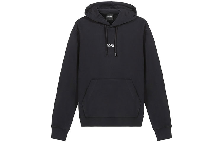 HUGO BOSS SS21 Black Solid Cotton Hoodie Sweatshirt 50449517-001