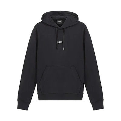 HUGO BOSS SS21 Black Solid Cotton Hoodie Sweatshirt 50449517-001