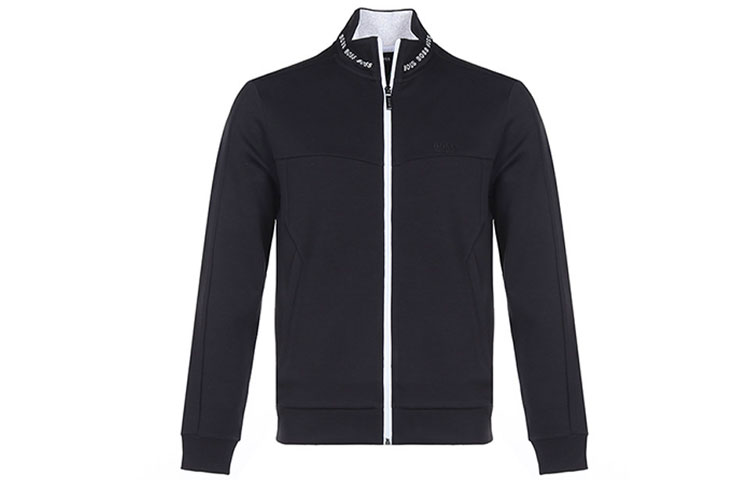HUGO BOSS SS21 Black Zip-Up Embroidered Logo Track Jacket 50452631-001