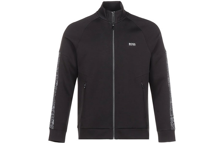 HUGO BOSS SS21 Black Zip-Up Stand Collar Track Jacket 50441269-001